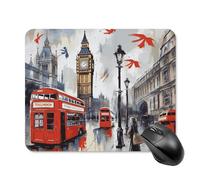 asbwuo Tapis de souris carré imperméable avec motif Londres, antidérapant, idéal pour le jeu, le bureau et la maison.