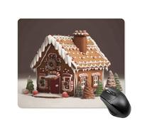 asbwuo Tapis de souris carré imperméable avec motif maison en pain d'épice, antidérapant, pour le bureau, les jeux et la maison.