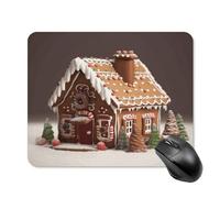 asbwuo Tapis de souris carré imperméable avec motif maison en pain d'épice, antidérapant, pour le bureau, les jeux et la maison.
