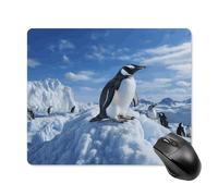 asbwuo Tapis de souris carré imperméable avec motif pingouin dans les montagnes enneigées, antidérapant, idéal pour le jeu, le bureau et la maison.