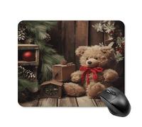 asbwuo Tapis de souris carré imperméable avec motif sapin de Noël, ours et poupée, antidérapant, idéal pour le bureau, les jeux et la maison.