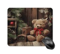 asbwuo Tapis de souris carré imperméable avec motif sapin de Noël, ours et poupée, antidérapant, idéal pour le bureau, les jeux et la maison.