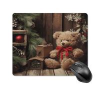 asbwuo Tapis de souris carré imperméable avec motif sapin de Noël, ours et poupée, antidérapant, idéal pour le bureau, les jeux et la maison.