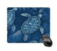 asbwuo Tapis de souris carré imperméable avec motif tortue de mer bleue, antidérapant, idéal pour le jeu sur bureau, au bureau et à la maison.