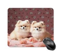 asbwuo Tapis de souris carré imperméable avec motifs de chiots Poméraniens et points, antidérapant, pour le bureau, les jeux et la maison.