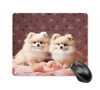 asbwuo Tapis de souris carré imperméable avec motifs de chiots Poméraniens et points, antidérapant, pour le bureau, les jeux et la maison.