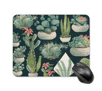 asbwuo Tapis de souris carré imperméable avec motifs de plantes succulentes et imprimé vert, antidérapant, idéal pour le jeu sur bureau, au bureau et à la maison.