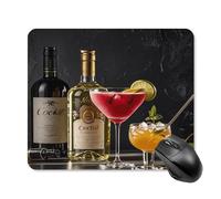 asbwuo Tapis de souris carré imperméable avec motifs de verres à cocktail et de bouteilles de vin, antidérapant, idéal pour le bureau, les jeux et la maison.