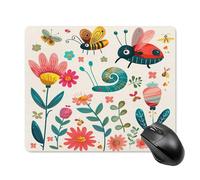 asbwuo Tapis de souris carré imperméable avec petit motif floral de dessin animé, antidérapant, idéal pour les jeux sur bureau, au bureau et à la maison.