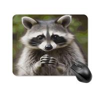 asbwuo Tapis de souris carré imperméable avec un adorable motif de raton laveur, antidérapant, idéal pour les jeux sur bureau, au bureau et à la maison.