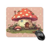 asbwuo Tapis de souris carré imperméable avec un joli motif de maison champignon, antidérapant, idéal pour le jeu sur bureau, au bureau et à la maison.