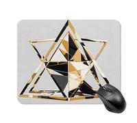 asbwuo Tapis de souris carré imperméable, élé et moderne, imprimé triangle noir, blanc et or, antidérapant, idéal pour le jeu sur bureau, au bureau et à la maison.