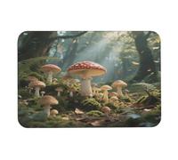 asbwuo Tappetino da bagno in terra diatomacea con angoli arrotondati e stampa a funghi, antiscivolo, per a, lavandino, vasca da bagno e WC, 61x89 cm (24x35 pollici).