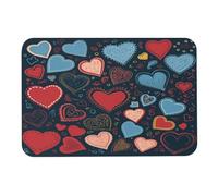 asbwuo Tappetino da bagno in terra diatomacea con angoli arrotondati e varie forme a cuore stampate, antiscivolo, per a, lavandino, vasca da bagno e WC, 40x60 cm.