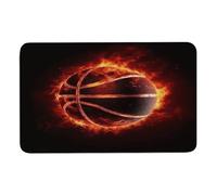 asbwuo Tappetino da bagno in terra diatomacea con angoli arrotondati, stampa a tema basket nel fuoco, antiscivolo, per a, lavandino, vasca da bagno e WC, 51x81 cm.