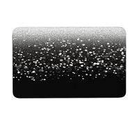 asbwuo Tappetino da bagno in terra diatomacea con angoli arrotondati, stampa glitterata bianca e nera, antiscivolo, per a, lavandino, vasca da bagno e WC, 51x81 cm (20x32 pollici).