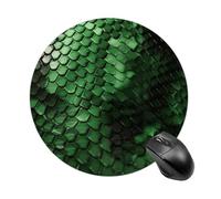 asbwuo Tappetino per mouse comodo, impermeabile, con base in gomma antiscivolo, motivo: pelle di serpente verde, rotondo, stampato, per computer portatile e ufficio