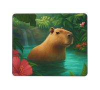 asbwuo Tappetino per mouse con grazioso capibara in piscina tropicale, formato multiplo, con blocco in gomma e base in gomma antiscivolo.