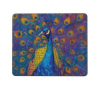 asbwuo Tappetino per mouse con motivo a pavone regale che mostra il piumaggio, bordo cucito, gomma antiscivolo impermeabile, 8,3 x 10,3 pollici