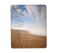 asbwuo Tappetino per mouse con poesia Impronte dei piedi nella sabbia, quadrato, con base in gomma antiscivolo, 17,8 x 22,1 cm