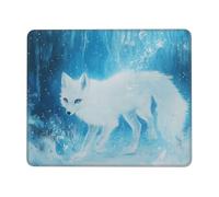 asbwuo Tappetino per mouse Fantasy Snowy Fox in Winter con bordo cucito, antiscivolo, impermeabile, in gomma, 7,9 x 9,5 pollici