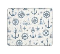 asbwuo Tappetino per mouse in gomma antiscivolo impermeabile per ufficio, con barca a vela, faro, timone, ancora, bussola, 10 x 12 pollici