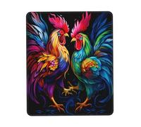 asbwuo Tappetino per mouse quadrato con motivo Lotta tra galli, base in gomma antiscivolo, 17,8 x 22,1 cm