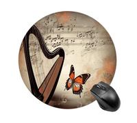 asbwuo Tappetino per mouse rotondo, base in gomma antiscivolo, 7,8 pollici, con stampa di sottofondo musicale, tappetino per mouse per chiunque abbia bisogno di un controllo perfetto del mouse