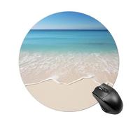 asbwuo Tappetino per mouse rotondo, base in gomma antiscivolo, 7,8 pollici, stampa di sabbia di mare trasparente, tappetino per mouse per chiunque abbia bisogno di un controllo perfetto del mouse