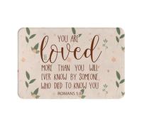 asbwuo Tappetino per porta d'ingresso You are Loved Romans 5 8", resistente e durevole, per esterni e interni, in flanella, luminoso e decorativo, per comodino e soggiorno.