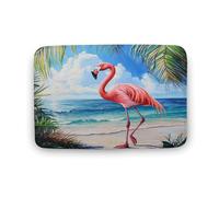 asbwuo Tappeto da bagno Flamingos Seaside Tropical, con motivo a piante e paesaggi tropicali, con retro antiscivolo, in morbida microfibra per a, lavandino e ingresso, 50,8 x 81,3 cm