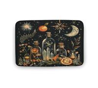 asbwuo Tappeto da bagno Glam Fruit Star Moon, tappeto da bagno con foglie e bottiglie di vetro con retro antiscivolo, in microfibra per a, lavandino, ingresso, 40,6 x 61 cm