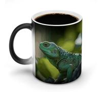 asbwuo Tazza che cambia colore: la tazza HeatMagic svela un design personalizzato, una divertente sorpresa a forma di lucertola verde