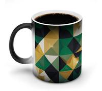 asbwuo Tazza che cambia colore: la tazza HeatMagic svela un design personalizzato, una divertente sorpresa geometrica nera, verde e oro