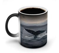 asbwuo Tazza che cambia colore - La tazza magica cambia temperatura quando è calda,un delizioso regalo originale con coda di balena megattera e oceano