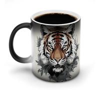 asbwuo Tazza che cambia colore - Tazza magica che cambia temperatura quando è calda,un delizioso regalo originale con tigre scarabocchiata in bianco e nero