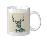 asbwuo Tazza in ceramica con testa di cervo e papillon, elegante tazza da caffè, teiera, bicchiere d'acqua per casa e ufficio, 11 once