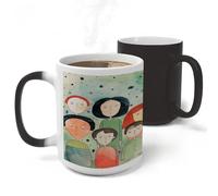 asbwuo Tazza in stile Primitive Art da 11 once, con cambio colore, sensibile al calore, magica e divertente, tazze da tè personalizzate, eleganti tazze magiche in ceramica per donne e uomini