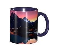 asbwuo Tazze in ceramica bicolore, 11 once, eleganti tazze da caffè in ceramica con isole norvegesi in 3D e interno colorato, tazze da tè per casa, ufficio e cucina.