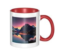 asbwuo Tazze in ceramica bicolore, 11 once, eleganti tazze da caffè in ceramica con isole norvegesi in 3D e interno colorato, tazze da tè per casa, ufficio e cucina.