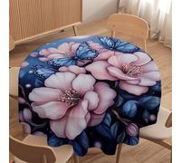 asbwuo Tovaglia rotonda con farfalla misteriosa sulla luna, copritavolo lavabile con fiori e alberi, per cucina, sala da pranzo, decorazioni per le feste all'aperto, 70 pollici