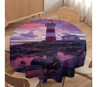 asbwuo Tovaglia rotonda con paesaggio roccioso tropicale, copritavolo lavabile con faro e vista sul mare, per cucina, sala da pranzo, decorazioni per le feste all'aperto, 70 pollici