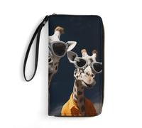 asbwuo Tre giraffe che indossano occhiali da sole portafoglio da donna in pelle PU con cerniera intorno portafoglio pochette da polso borsa lunga da viaggio per le donne organizzatore di carte