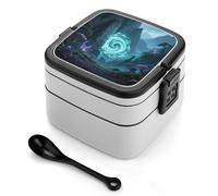 asbwuo Valley - Fiambrera de doble capa para adultos con cuchara y asa. Fiambrera apilable de una pieza, hermética, para el trabajo, picnics y viajes.