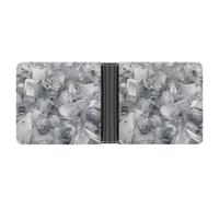 asbwuo White And Silver Gray Leather Bifold Wallet with 2 Hidden Pockets 6 Card Slots Slim Wallets for Cash, Cards, And ID