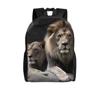 asbwuo Zaino carino con leoni maschi e femmine, impermeabile, leggero, per laptop, borsa a tracolla, casual, per donne e uomini