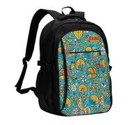asbwuo Zaino da viaggio per donna e uomo, zaino leggero e casual per laptop con USB per lavoro, regalo aziendale, stampa cervello sinistro e destro