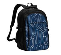 asbwuo Zaino da viaggio per donna e uomo, zaino leggero e casual per laptop con USB per lavoro, regalo aziendale, stampa di linee tratteggiate e forme geometriche