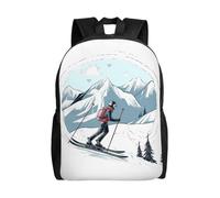 asbwuo Zaino per laptop a tema sci per donna e uomo, zaino universitario, borsa da lavoro, borsa per computer, borsa leggera, borsa per insegnanti, zaino casual, borsa da viaggio, regalo