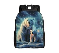 asbwuo Zaino per laptop Polar Bears Northern Lights per donna e uomo, zaino da college, borsa da lavoro, borsa per computer leggera, borsa per insegnanti, zaino casual, borsa da viaggio, regalo